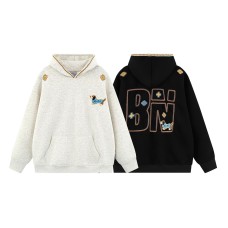 Retro woven letter dog embroidered hoodie