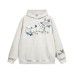 Plucked floral embroidery hooded sweatshirt
