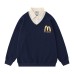 Polo collar patchwork hoodie tie top