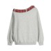 Slanted shoulder red checkered bow tied hoodie