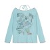 Hanging neck loose fun graffiti long sleeved T-shirt
