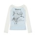 Retro bow tie tie slimming long sleeved t-shirt for women