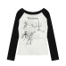 Retro bow tie tie slimming long sleeved t-shirt for women