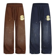Retro ink splattered vintage letter sweatpants