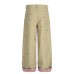 Sausage dog embroidered rolled edge checkered casual pants