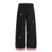Sausage dog embroidered rolled edge checkered casual pants
