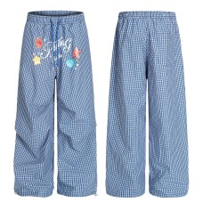 Cute starfish print elastic waist plaid casual pants