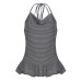 Striped Swing Collar Halter Ruffle Hem Women's Fitted Slimming Strapless Camisole Striped Swing Collar Halter Ruffle Hem Women's Fitted Slimming Strapless Camisole