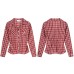 Color blocking checkered long sleeved casual slim fit top