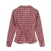 Color blocking checkered long sleeved casual slim fit top