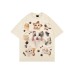 Unique Design American Retro Full Print Cat Fun Print Casual Unisex Short Sleeve T-Shirt