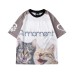 T-Shirt Unisex High Street Hip Hop Round Neck Short Sleeve Design Sense Cat Print Quick Dry Sports Jersey Trendy