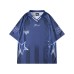 Street Design Breathable Quick-Dry Sports V-Neck Jersey Unisex Hip-Hop Loose Short-Sleeve T-Shirt