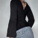 V-Neck Pleated Solid Color Long Sleeve Top 