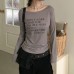 Long Sleeve Base Layer Letter Print T-Shirt 