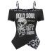 Retro Spicy Vintage Waist-Cinched Fitted Punk Rock Short Sleeve Style Skull Print Top