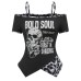 Retro Spicy Vintage Waist-Cinched Fitted Punk Rock Short Sleeve Style Skull Print Top