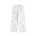 Fun cartoon embroidered denim straight leg pants