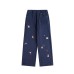 Fun cartoon embroidered denim straight leg pants