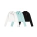 Knitted women's slim fit and versatile polo collar top