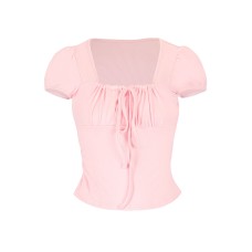 Square Neck Slim Fit Short Sleeve T-Shirt for Women Square Neck Slim Fit Short Sleeve T-Shirt for Women