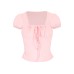 Square Neck Slim Fit  Short Sleeve T-Shirt for Women