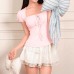 Square Neck Slim Fit  Short Sleeve T-Shirt for Women