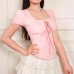 Square Neck Slim Fit  Short Sleeve T-Shirt for Women