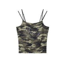 Thermal Diamond Elastic Camouflage Tube Top Retro Spicy Girl Backless Short Crop Top Wrap Chest Thermal Diamond Elastic Camouflage Tube Top Retro Spicy Girl Backless Short Crop Top Wrap Chest