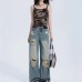 Thermal Diamond Elastic Camouflage Tube Top Retro Spicy Girl Backless Short Crop Top Wrap Chest