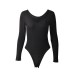 New Spring V-neck Long Sleeve Ribbed Fitted Jumpsuit Wholesale