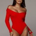 New Spring V-neck Long Sleeve Ribbed Fitted Jumpsuit Wholesale