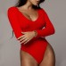 New Spring V-neck Long Sleeve Ribbed Fitted Jumpsuit Wholesale