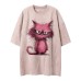 Cartoon Mao Cat Printed Loose Men's and Women's Short sleeved T-shirt