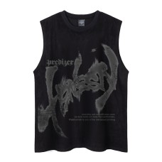 Dopamine sleeveless vest with letter printed short sleeves