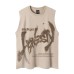 Dopamine sleeveless vest with letter printed short sleeves