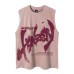Dopamine sleeveless vest with letter printed short sleeves