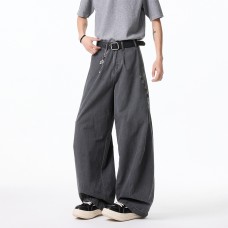Men's Spring Spliced Trousers High Street Sport Casual Wide-Leg Long Pants