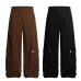 Street Style Workwear Pocket Embroidered Denim Long Pants