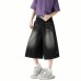 Seven-Quarter Denim Pants Men's Wide-Leg Flare Loose Slimming Casual Knee-Length Trousers