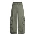 Street Style Washed Workwear Pocket Denim Long Pants