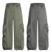 Street Style Washed Workwear Pocket Denim Long Pants