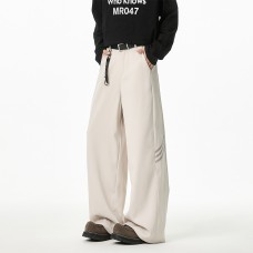 Wide-Leg Trousers Men Loose High-Grade Pants High Street Fashion Cool Knife-Cut Long Pants