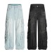Street Style Washed Workwear Pocket Denim Long Pants