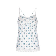 Lace Trimmed Floral Print Top