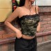 Spring and Summer Small Strap Camouflage Short Crop Top for Women, Inner and Outer Wear, Design, Fitted Sleeveless