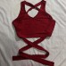 Vintage Solid Color Strap Sexy Spicy Girl Tie-Back Sleeveless Crop Top Y2K