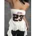Strapless Digital Print Lace Trim Flower Women's Summer Halter Backless Slim  Spicy Girl Tank Top