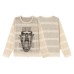 Retro hollowed out portrait totem lined hooded sweater knitted base sweater