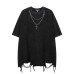 Simple hemline with holes loose men's and women's short sleeves